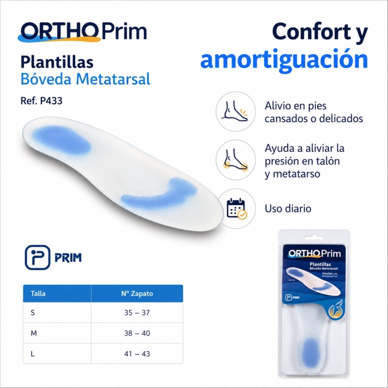 PRIM PLANTILLAS BOVEDA METATARSAL TALLA S - P433