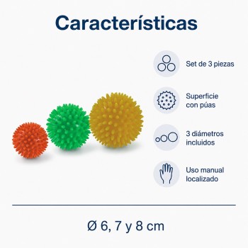 GIMA JUEGO DE BOLAS DE MASAJE diám. 6/7/8 cm