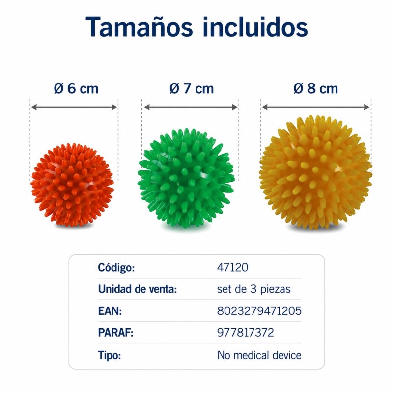 GIMA JUEGO DE BOLAS DE MASAJE diám. 6/7/8 cm
