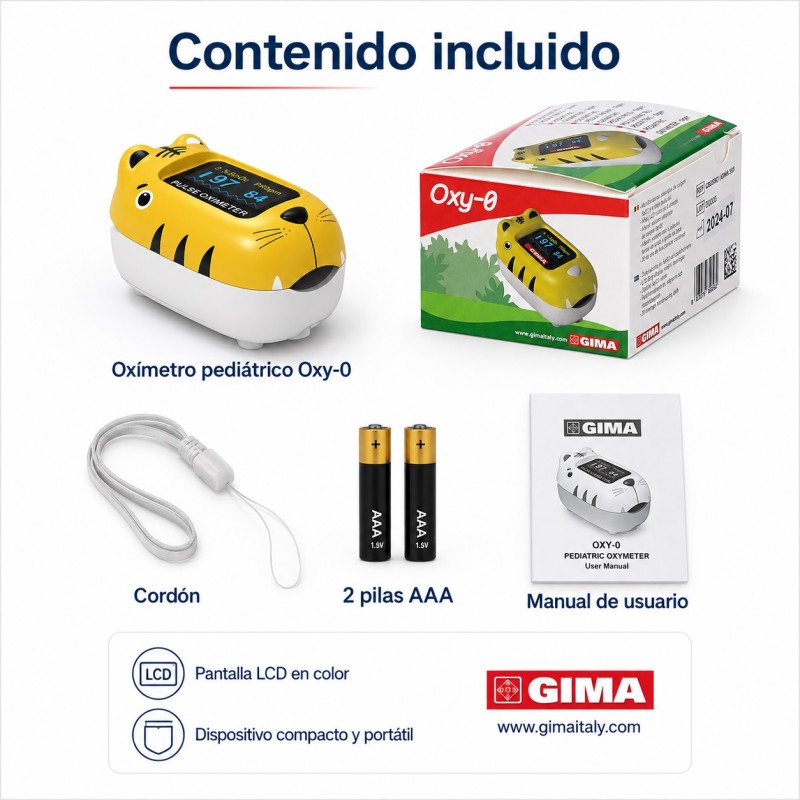 GIMA OXIMETRO DE DEDO PEDIATRICO OXY-0 - tigre