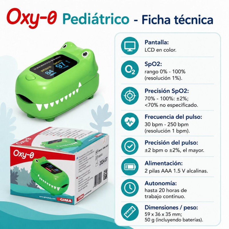 GIMA OXIMETRO DE DEDO PEDIATRICO OXY-0 - COCODRILO