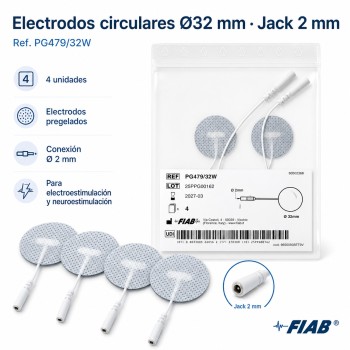 I-TECH Electrodos circulares adhesivos Ø32 mm con jack 2 mm - Pack 4 uds.
