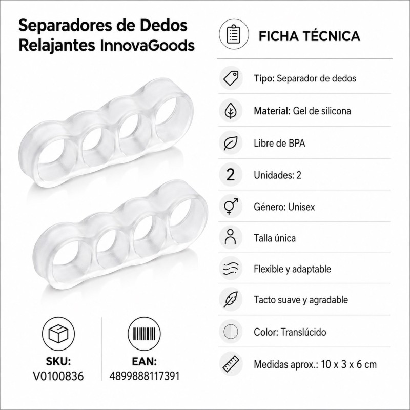 INNOVAGOODS Separadores de Dedos Relajantes 2 Un. | V0100836