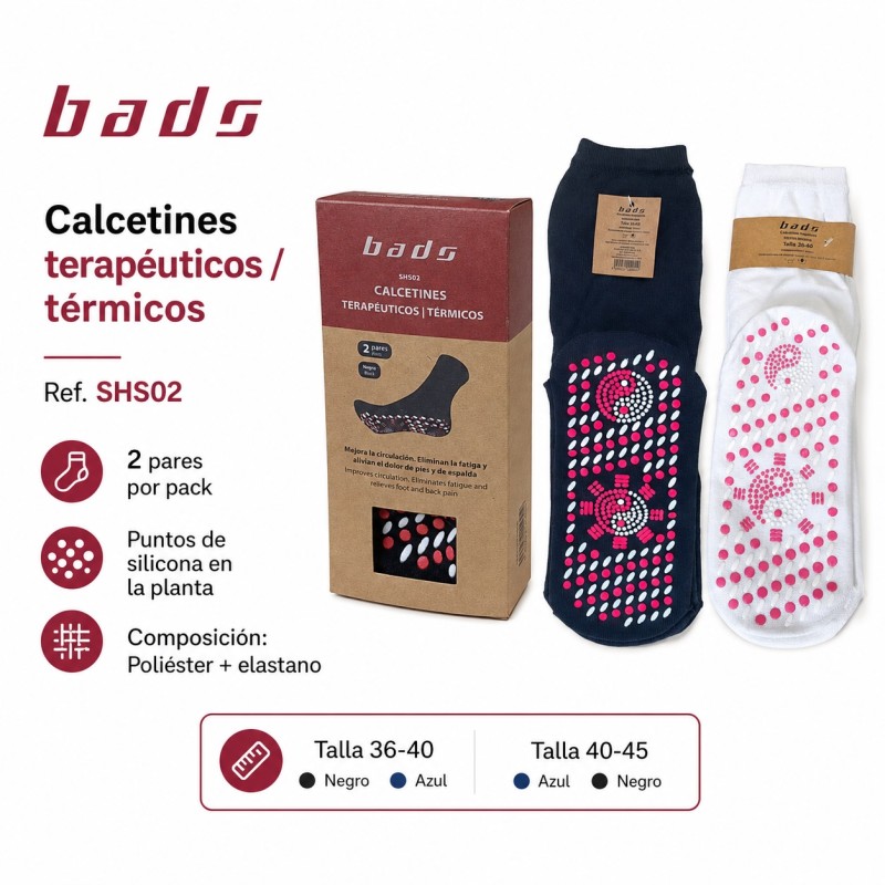 BADS CALCETINES TERAPEUTICOS TERMICOS NEGRO T36-40 2UDS