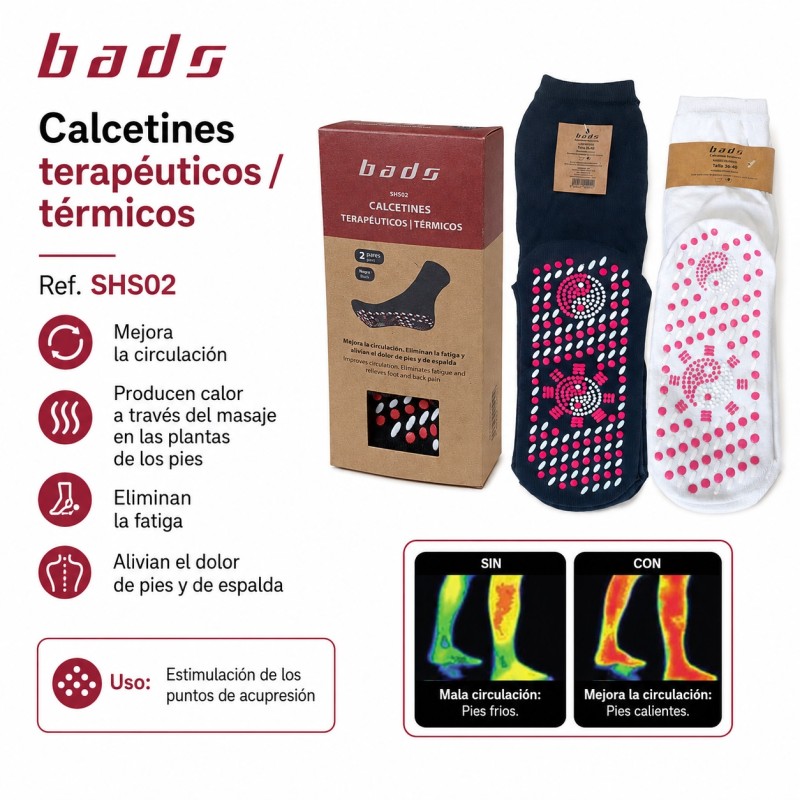 BADS CALCETINES TERAPEUTICOS TERMICOS NEGRO T36-40 2UDS