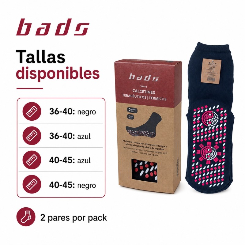 BADS CALCETINES TERAPEUTICOS TERMICOS NEGRO T36-40 2UDS